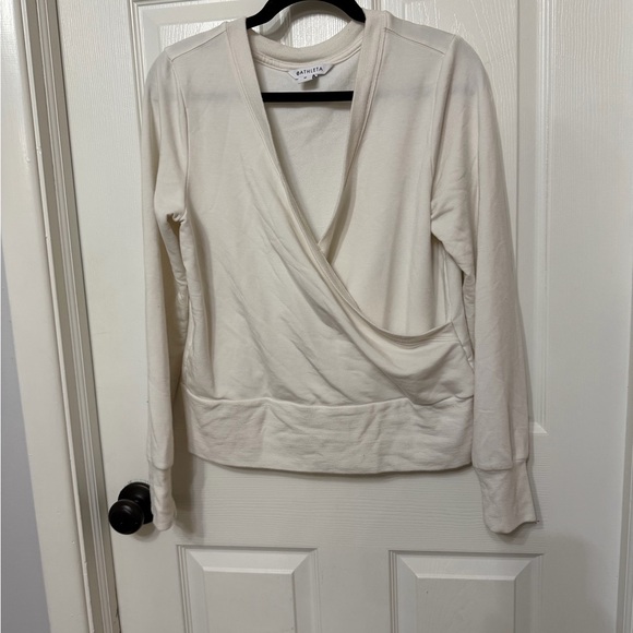 Athleta Recharge Crossover Buttery Soft Cozy Ivory Knit Top Sweatshirt Medium - Picture 3 of 9